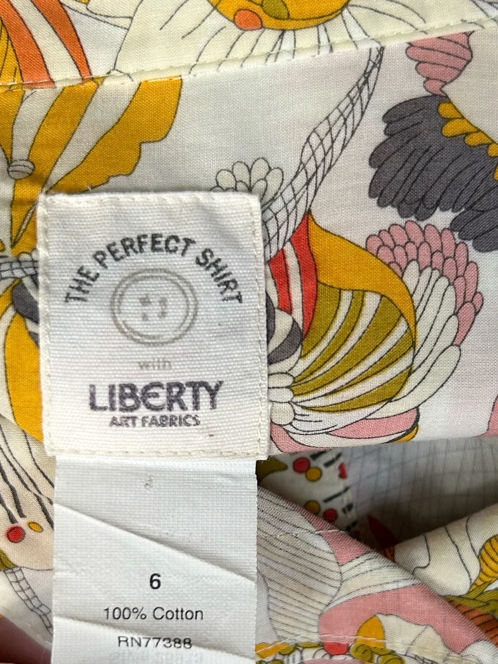 The Perfect Shirt for J. Crew Liberty of London Fabric Yellow Cream Floral Sz 6 - Picture 11 of 13